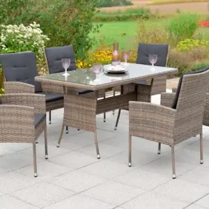 Direktkauf MERXX Garten-Essgruppe »Menorca« Set, 19 Stk. tlg. 6 Sessel, 6 Sitzkissen, 6 Rückenkissen, Tisch