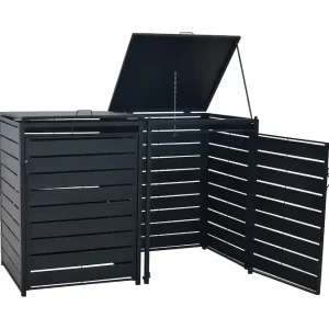 Top-Seller Set Mülltonnenabdeckung Basis + Anbau groß Alu/Stahl