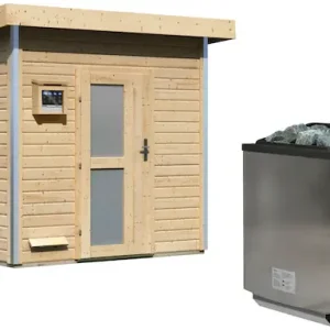 Neuheit Karibu Saunahaus »Ralf« Set, Ofen 9 kW Bio externe Strg easy