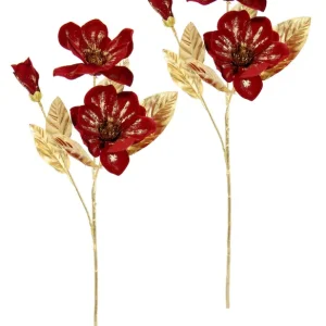 Abverkauf I.GE.A. Kunstblume »Magnolie« 2er Set Dekoblume Metallic Effekt glänzende Weihnachtsdeko Blüten