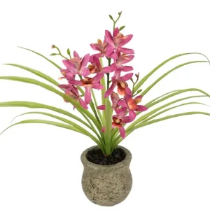 Ausverkauf I.GE.A. Kunstblume »Kunstblume Schmetterling Orchidee mit Keramiktopf« Mit Blätter Luftwurzeln Blume Kunstorchidee Phalaenopsis Kunstpflanze