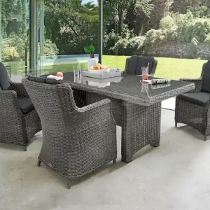 Angebot Destiny Garten-Essgruppe »LUNA« 4x Sessel, 1x Tisch, inkl. Auflagen, 13 Stk. tlg. Aluminium, Polyrattan
