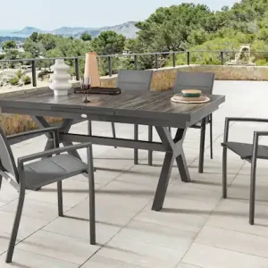Destiny Garten-Essgruppe »COSTA GARDA« Set, 1 Ausziehtisch, 4 Stapelsessel, 5 Stk. tlg. (Set 5-tlg., 4 Sessel, 1 Tisch verstellbar 160/210x100x75cm) Aluminium Sonderangebot