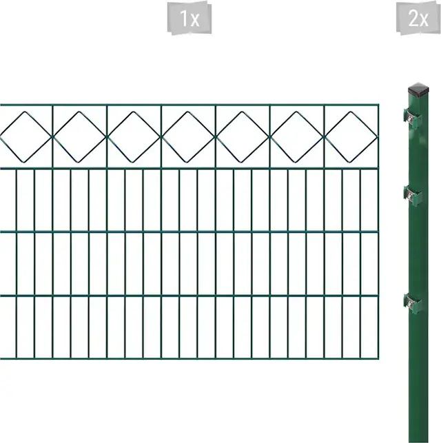 Arvotec Doppelstabmattenzaun »ESSENTIAL 80 zum Einbetonieren "Karo" mit Zierleiste« Zaunhöhe 80 cm, Zaunlänge 2 - 60 m Letzte Chance
