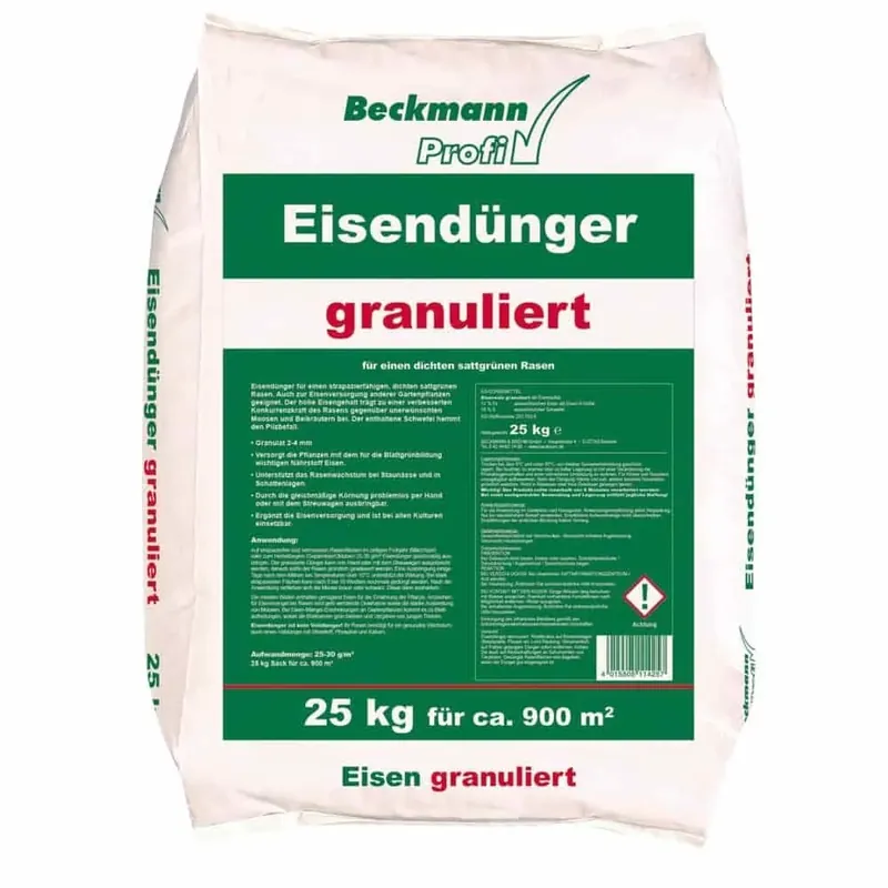25 kg granulierter Beckmann Eisendünger 2-4mm f. ca. 900m² Zertifiziert