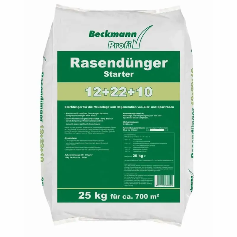 Rasendünger 25kg, Starter für Rasen Neuanlage und Regeneration Echt