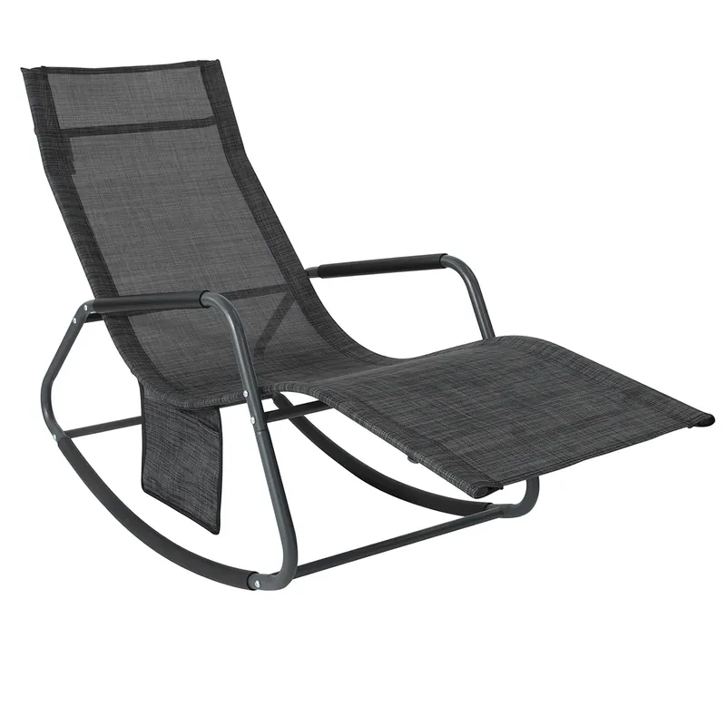 Meistverkauft SoBuy Gartenliege Sonnenliege Outdoor Schaukelstuhl mit Seitentasche für Garten & Balkon