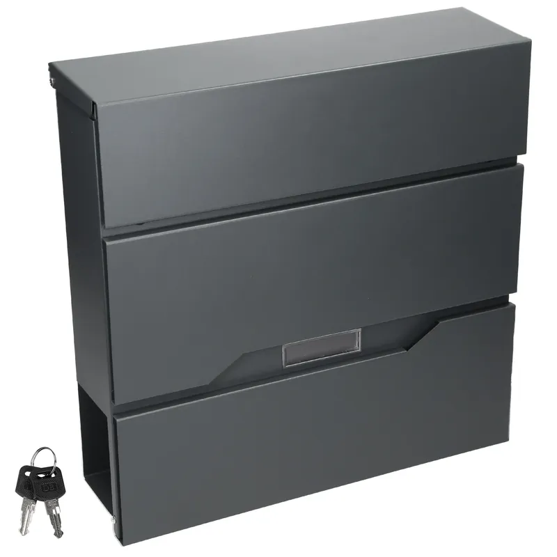 Bestseller Briefkasten mit Zeitungsfach 37x11x36,5 cm Anthrazit aus Edelstahl