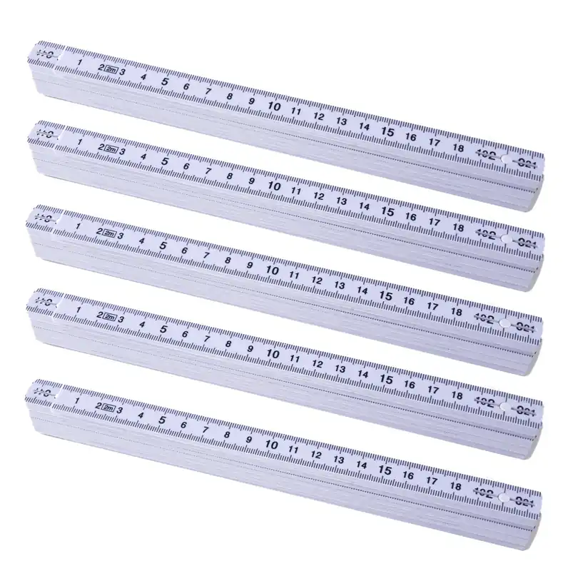 Expressversand 5 Stück Zollstock 2 Meter - Meterstab extra bruchsicher & Messgenau & leicht zu lesen - weiß