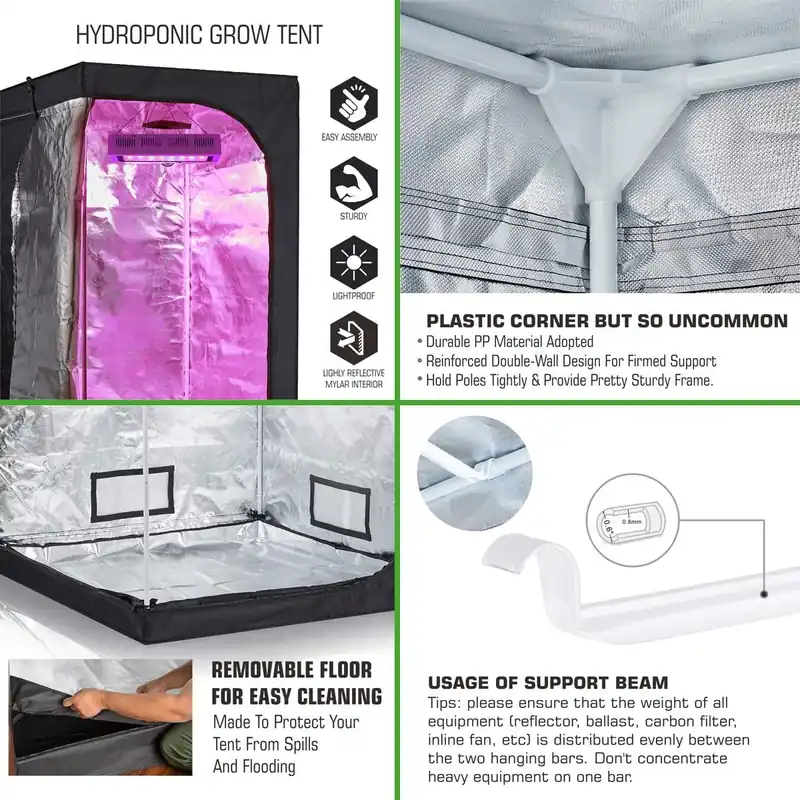 BloomGrow Alphapar Indoor Pflanzsystem, LED Vollspektrum, 81,3x81,3x160,3 cm Gewächszelt, 10,2 cm Günstig