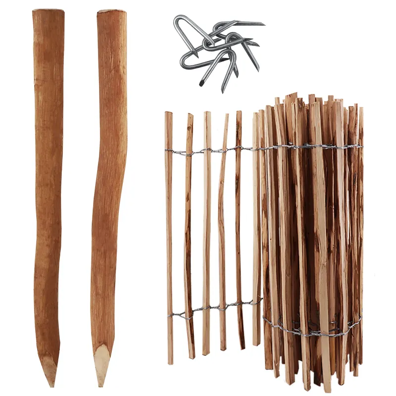 5m Komplett Set Staketenzaun 60cm hoch Lattenabstand 4-6cm mit 5 Holzpfosten 1,05m lang & Krampen Kracherpreis