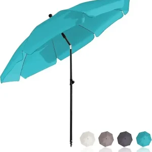 RESCH Sonnenschirm Strand Türkis 200 Cm UV50+ Gartenschirm, Strandschirm, Garten Sichere Zahlung